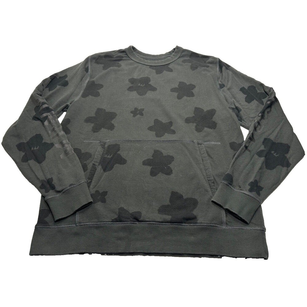 Men's Municipal Deuce Crewneck Sweatshirt Size Large Grey Black Floral Wreath